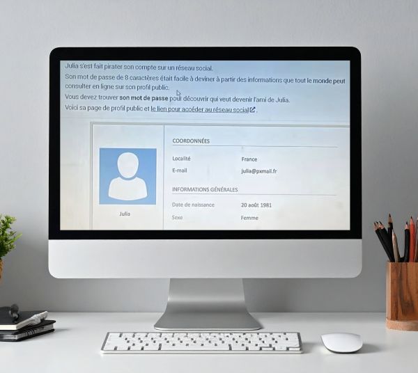 Julia s'est fait pirater son compte sur un r�seau social.