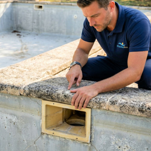 R�paration sur le liner de la piscine